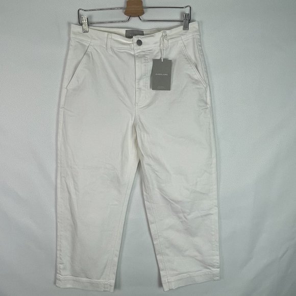 Everlane The Straight Leg High Rise Crop Pant Bone White Plus Size 14 - Picture 2 of 10